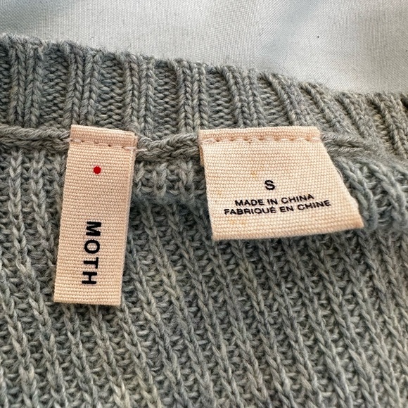 Anthropologie Moth Sz: S Crew Neck Side Slit Tunic Length Light Green Sweater. - Picture 6 of 12